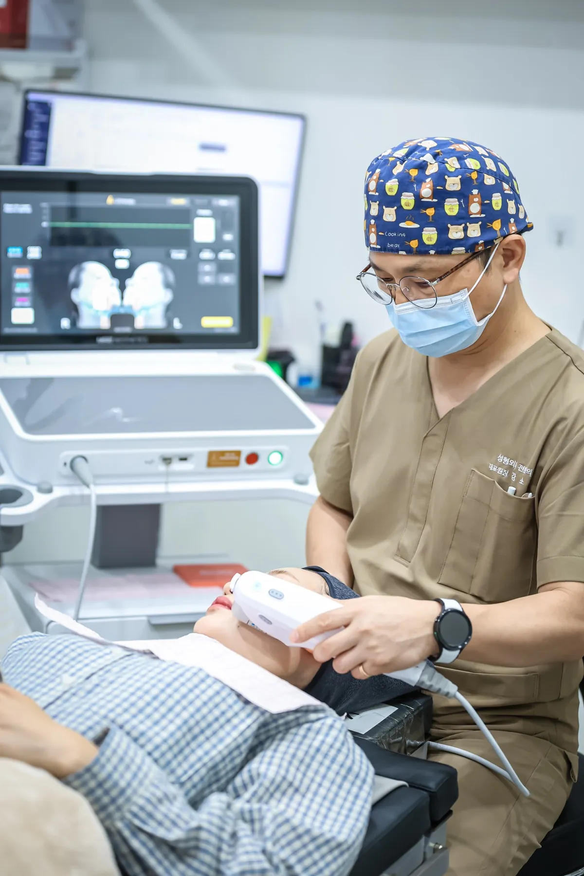 The doctor performing a treatment